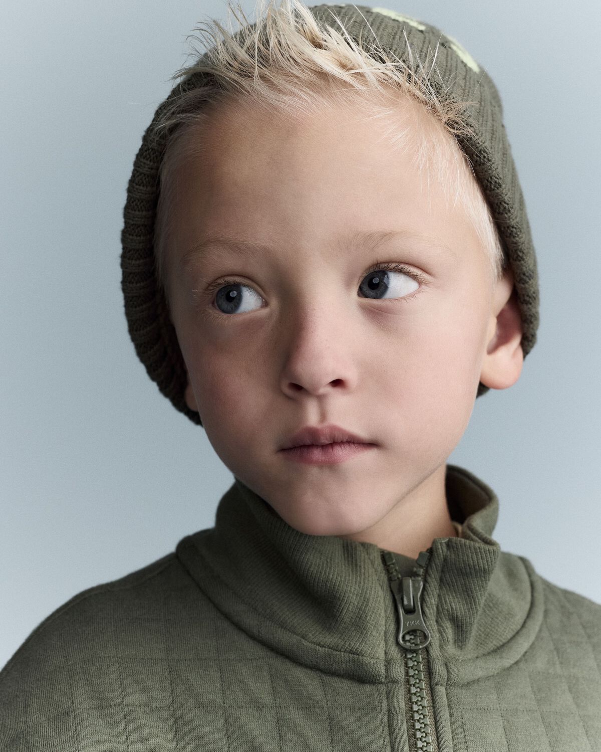 Toddler Boy Quarter-Zip Sweatshirt with Pockets - Olive - Image 4