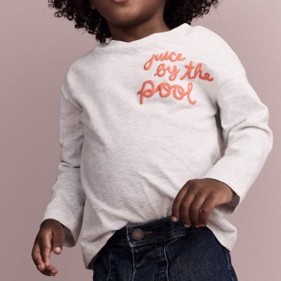 Toddler 'Juice By The Pool' Long-Sleeve Relaxed Graphic Tee - Heather Grey