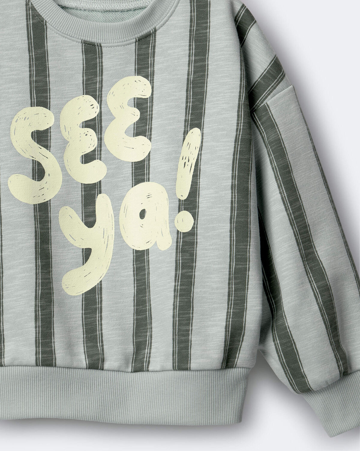 Toddler 'See Ya!' Striped Dolman-Sleeve Sweatshirt - Light Blue/Olive - Image 6