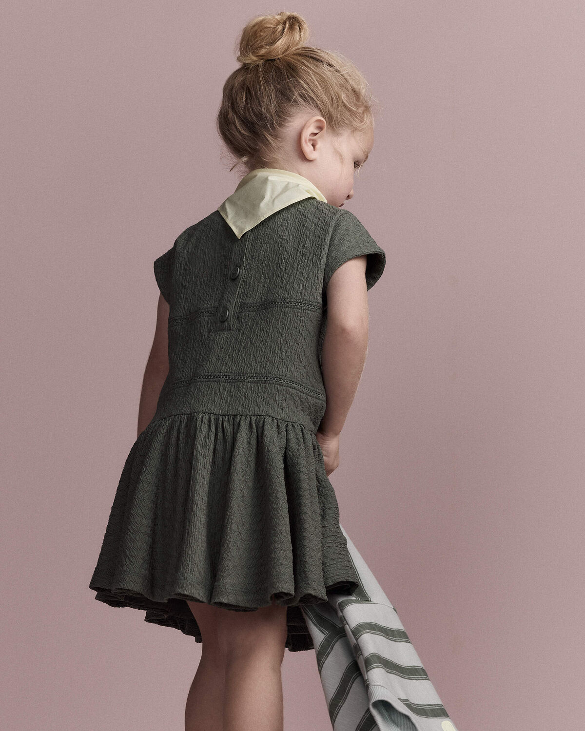 Toddler Girl Drop-Waist Dress - Olive - Image 3