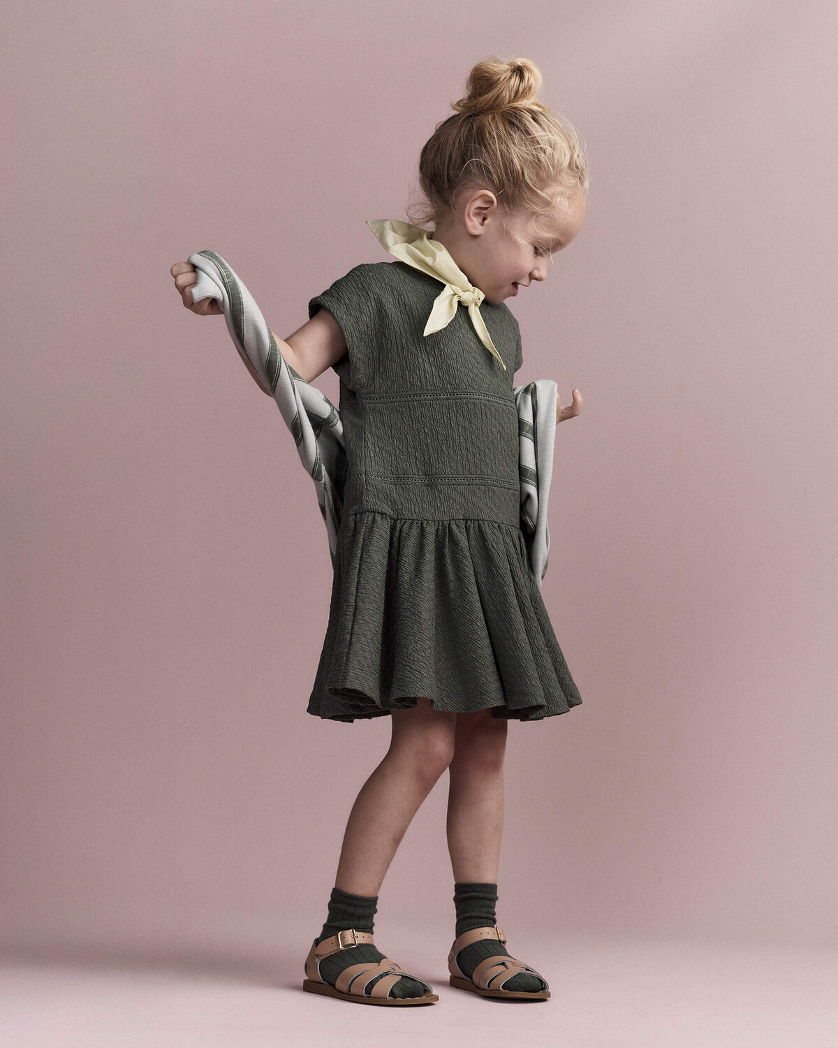 Toddler Girl Drop-Waist Dress - Olive - Image 5