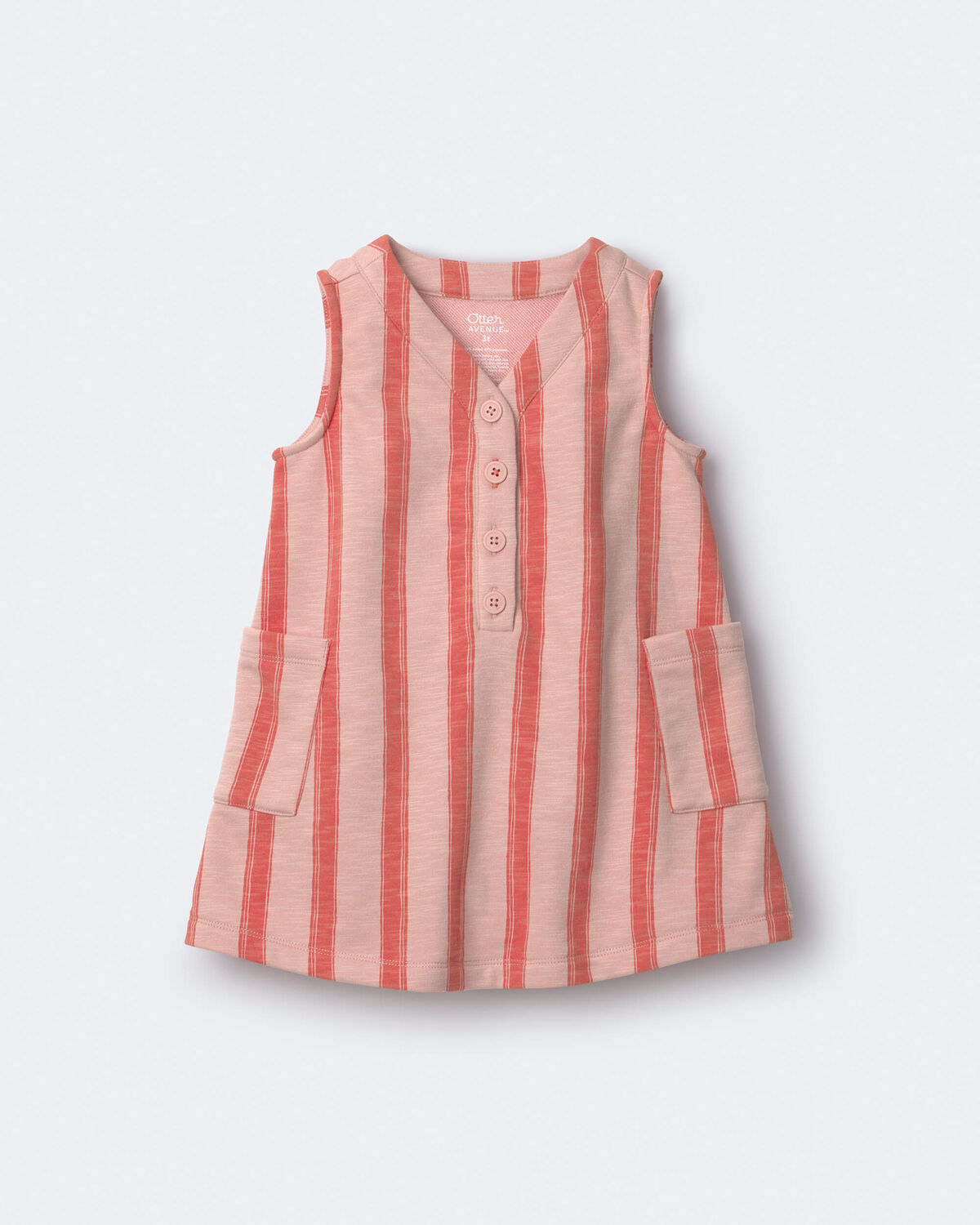 Toddler Girl Striped Pocket Dress - Orange - Image 2