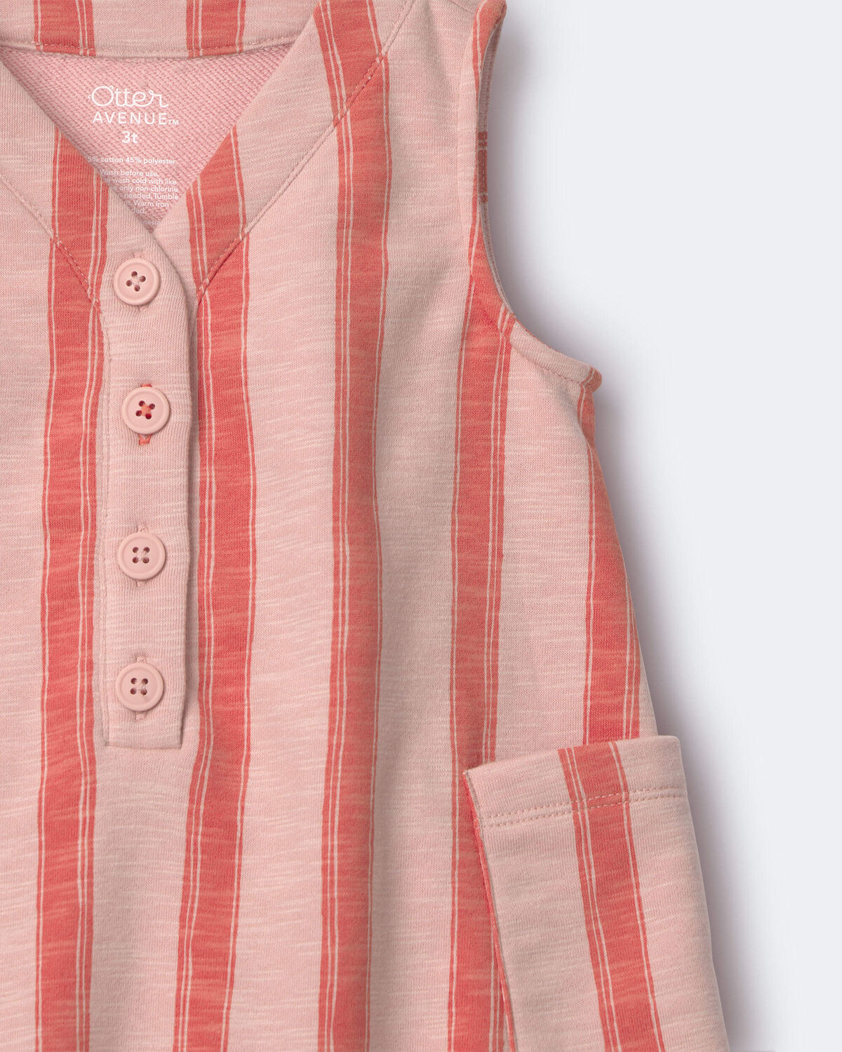 Toddler Girl Striped Pocket Dress - Orange - Image 6