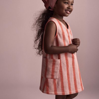 Toddler Girl Striped Pocket Dress - Orange