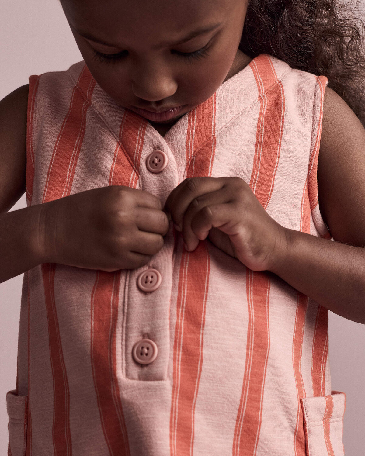 Toddler Girl Striped Pocket Dress - Orange - Image 4