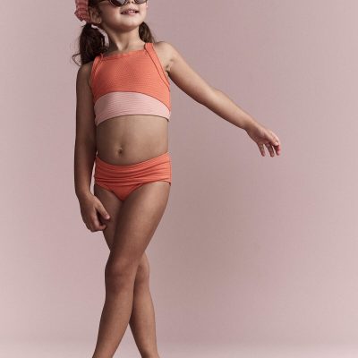 Toddler Girl Colorblock Tankini Set - Orange