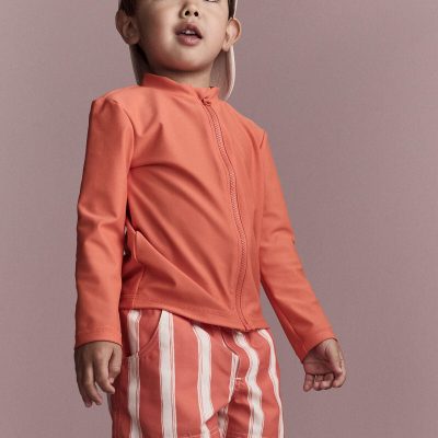 Toddler Boy Striped Swim Trunks - Orange