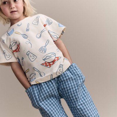 Toddler Dolman Tee in Baking Print - Cream