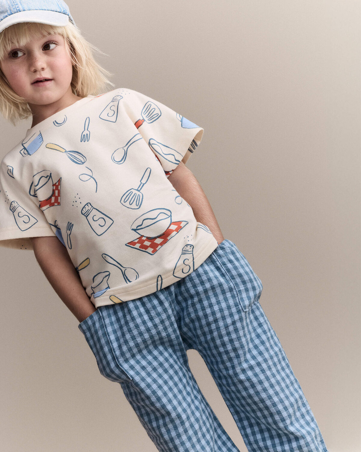 Toddler Dolman Tee in Baking Print - Cream