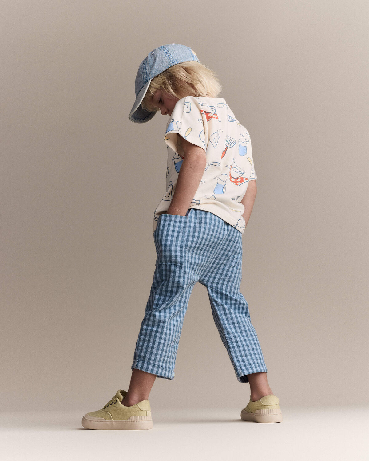 Toddler Dolman Tee in Baking Print - Cream - Image 3