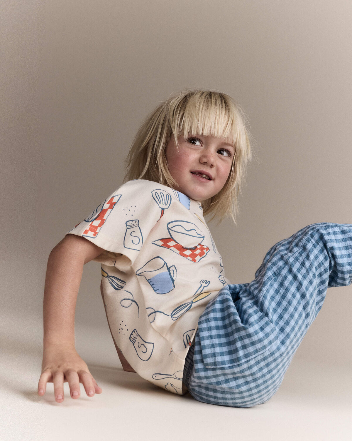 Toddler Dolman Tee in Baking Print - Cream - Image 4