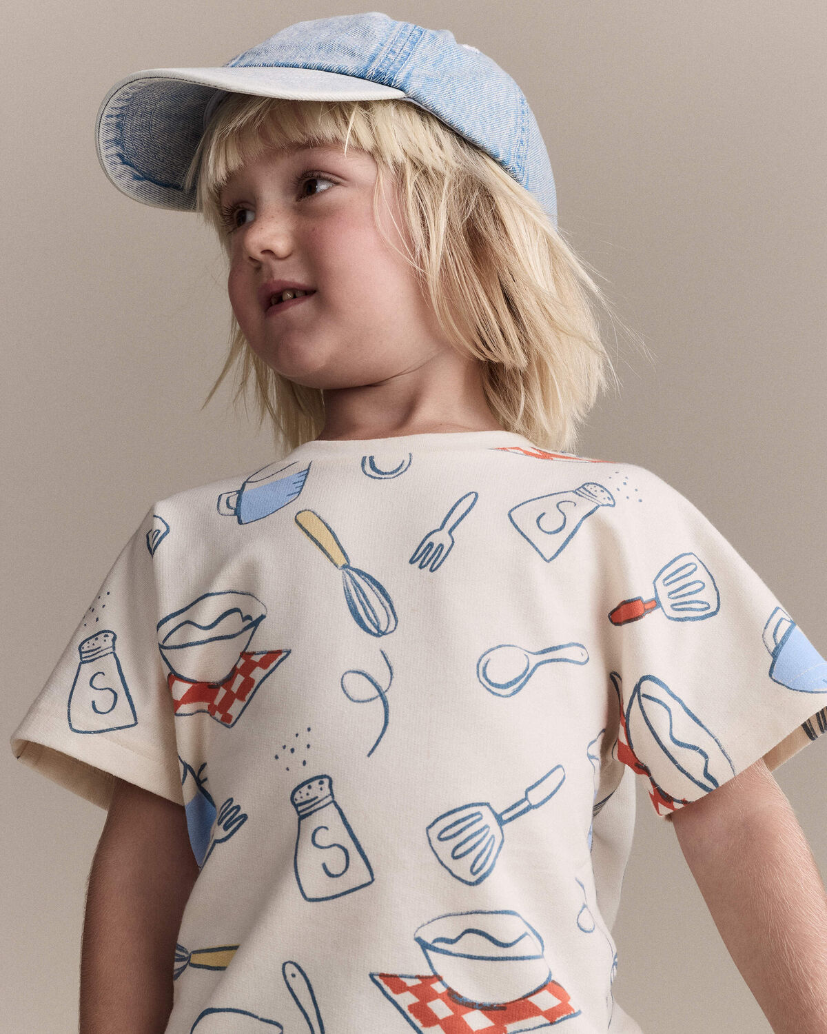 Toddler Dolman Tee in Baking Print - Cream - Image 5