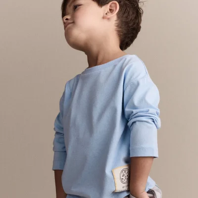 Toddler Pizza Long-Sleeve Relaxed Tee - Blue