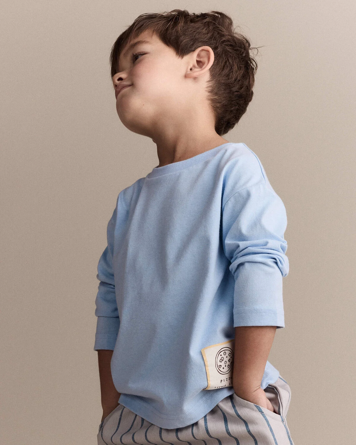 Toddler Pizza Long-Sleeve Relaxed Tee - Blue