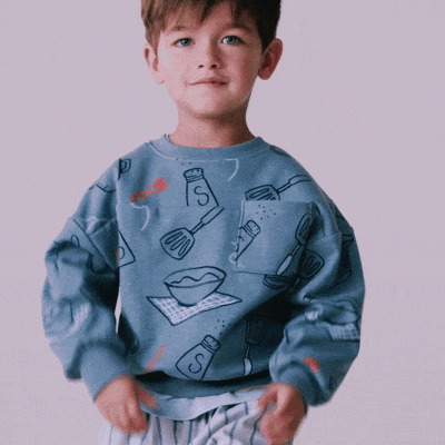 Toddler Baking Wide-Arm Pocket Sweatshirt - Blue
