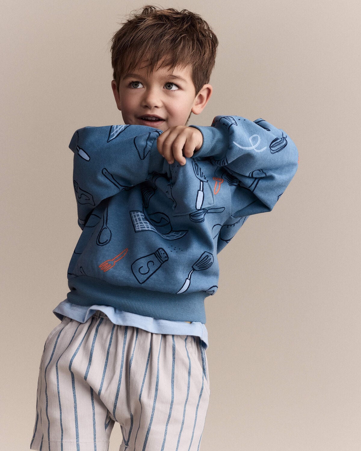 Toddler Baking Wide-Arm Pocket Sweatshirt - Blue - Image 3