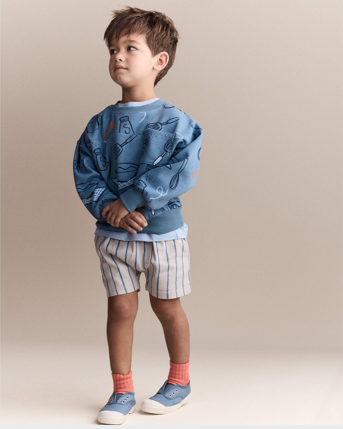 Toddler Baking Wide-Arm Pocket Sweatshirt - Blue - Image 4