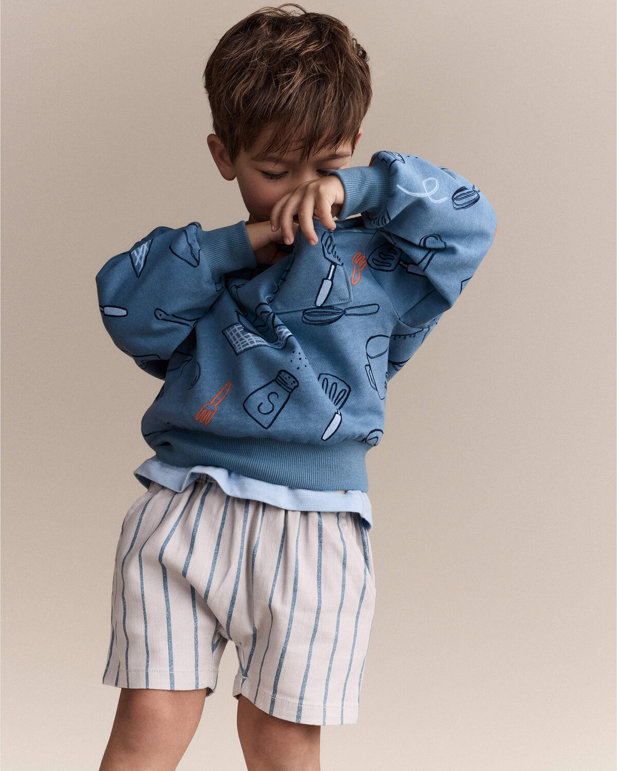 Toddler Baking Wide-Arm Pocket Sweatshirt - Blue - Image 5