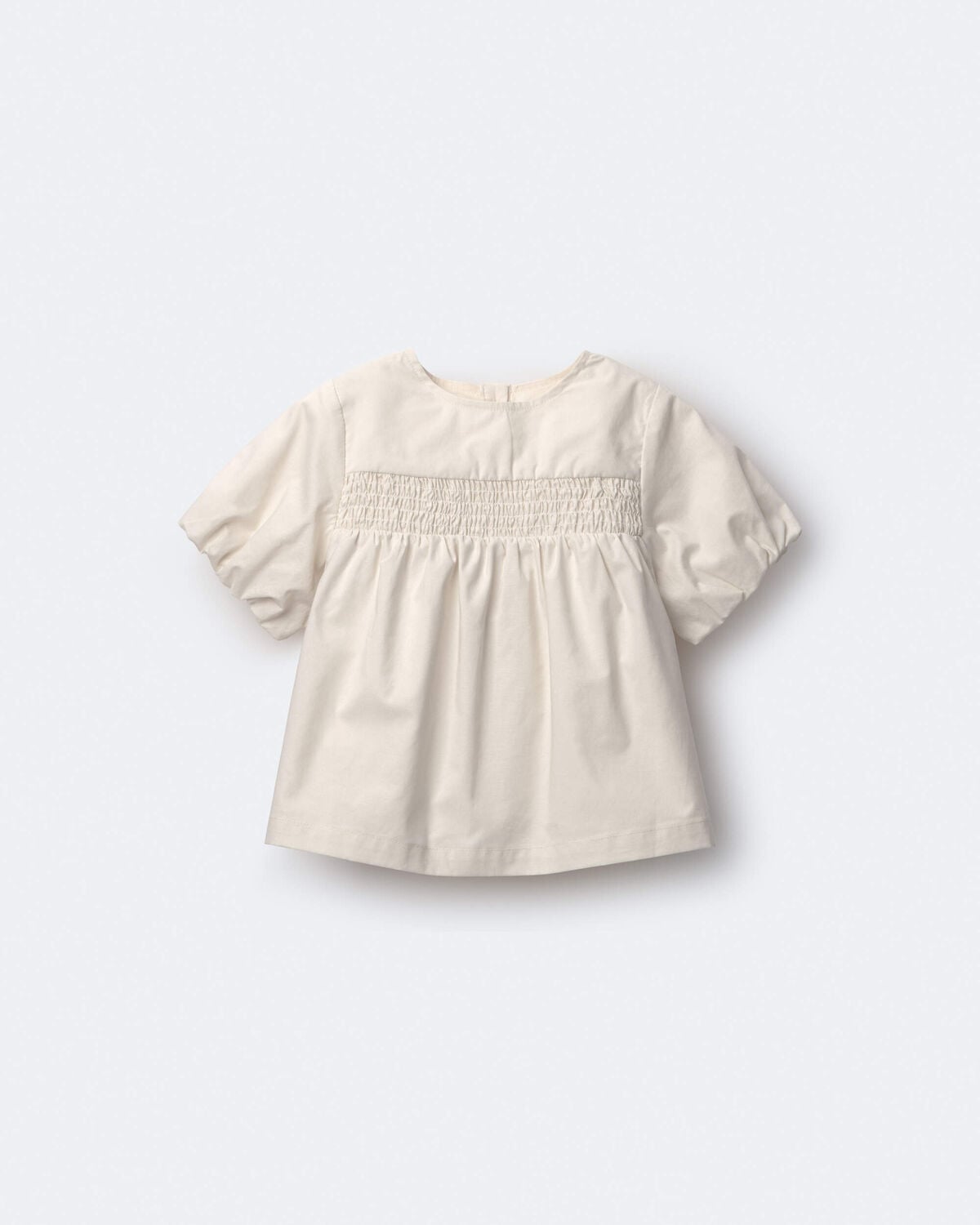 Toddler Girl Smocked Bubble Sleeve Top - Cream - Image 2