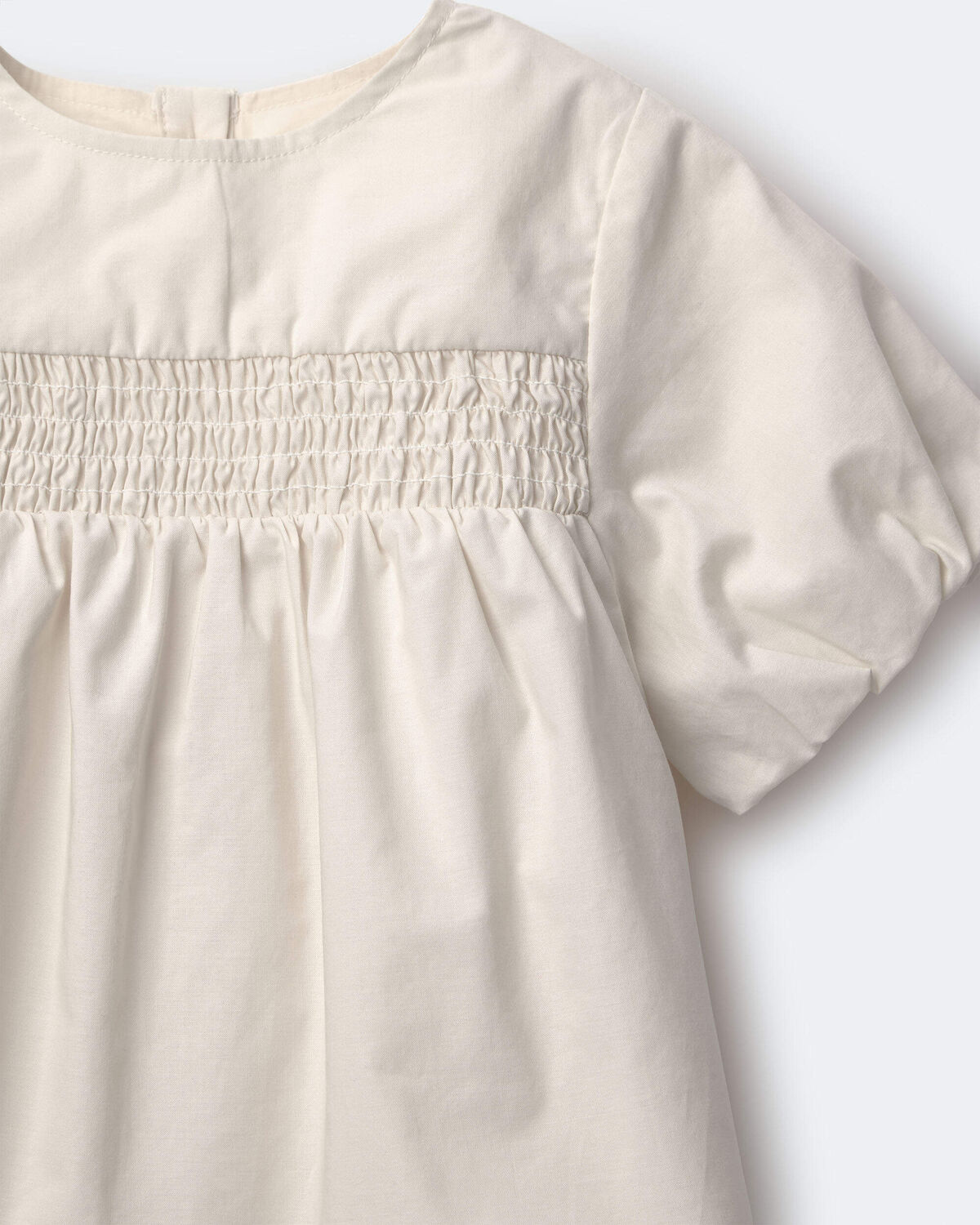 Toddler Girl Smocked Bubble Sleeve Top - Cream - Image 6