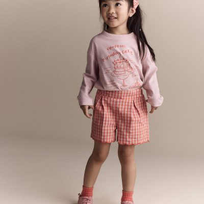 Toddler Girl Birthday Cake Long-Sleeve Relaxed Graphic Tee - Light Pink