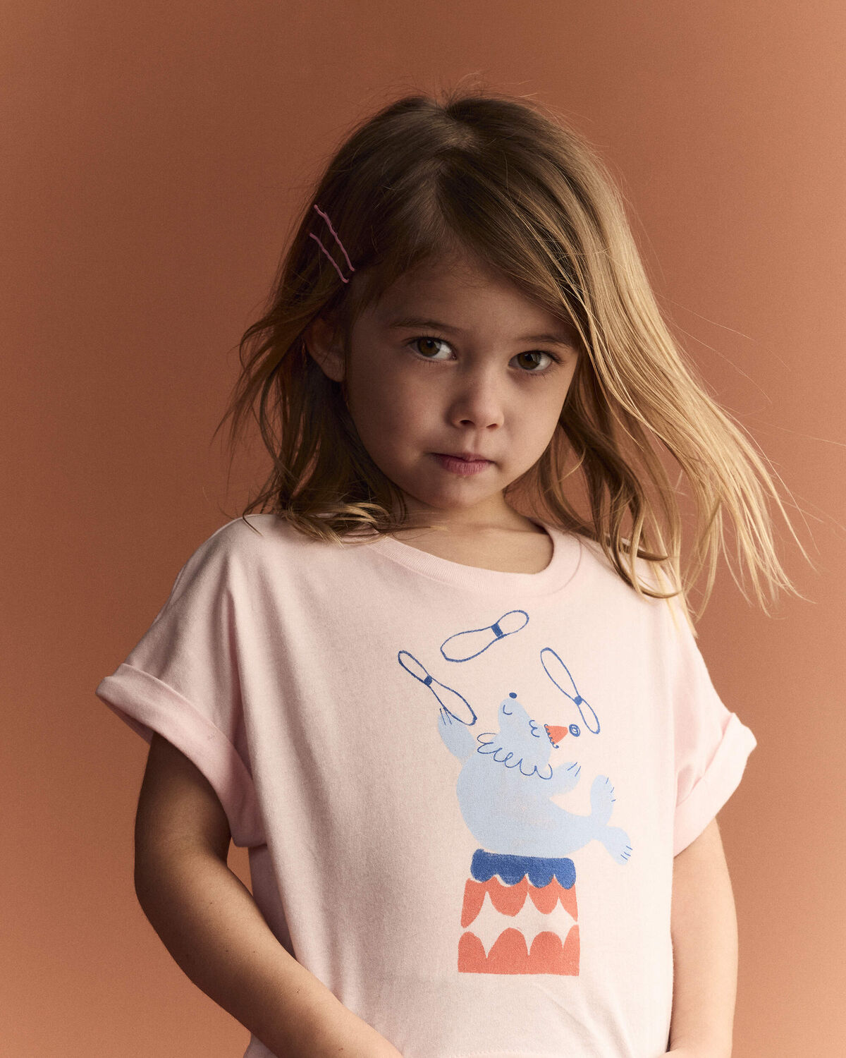Toddler Girl Breezy High-Low Top in Circus Print - Pink - Image 3