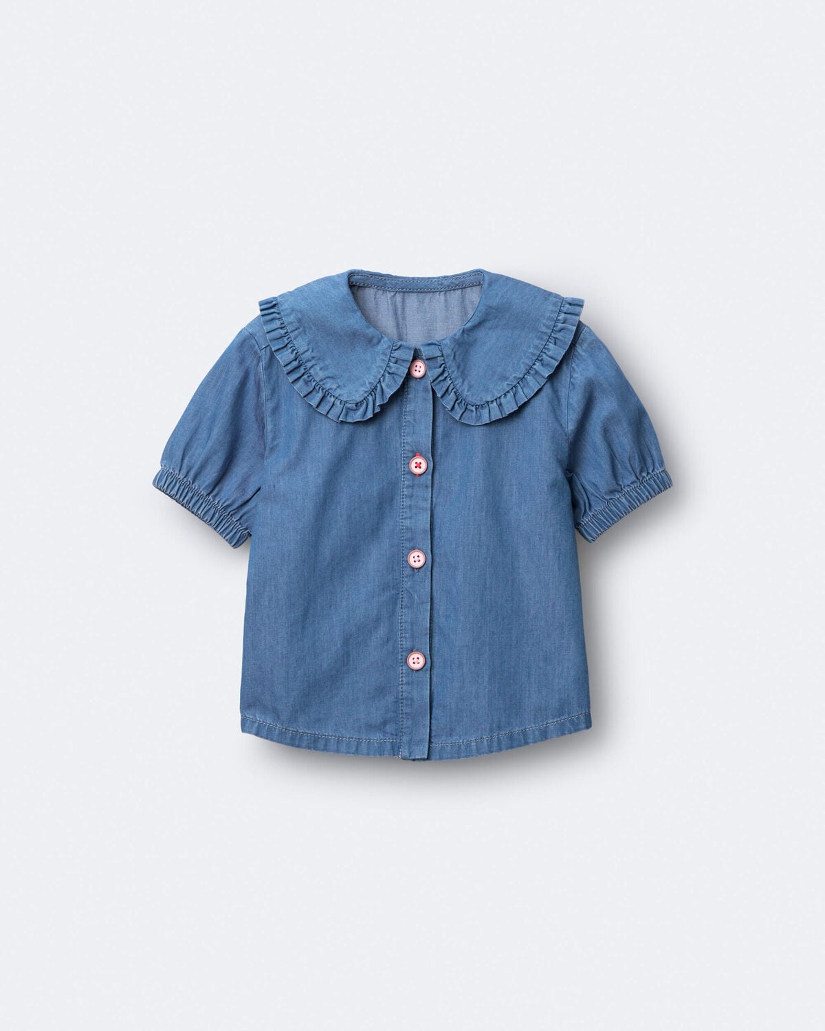 Toddler Girl Peter Pan Collar Top in Chambray - Image 2