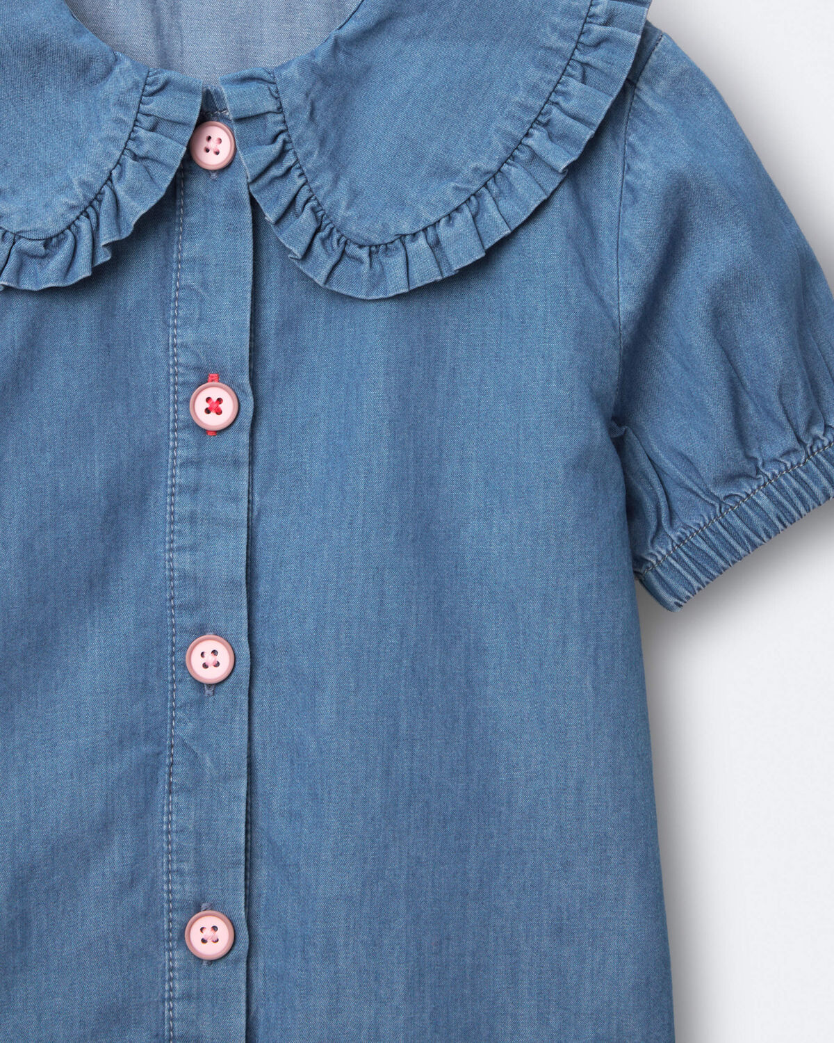 Toddler Girl Peter Pan Collar Top in Chambray - Image 6