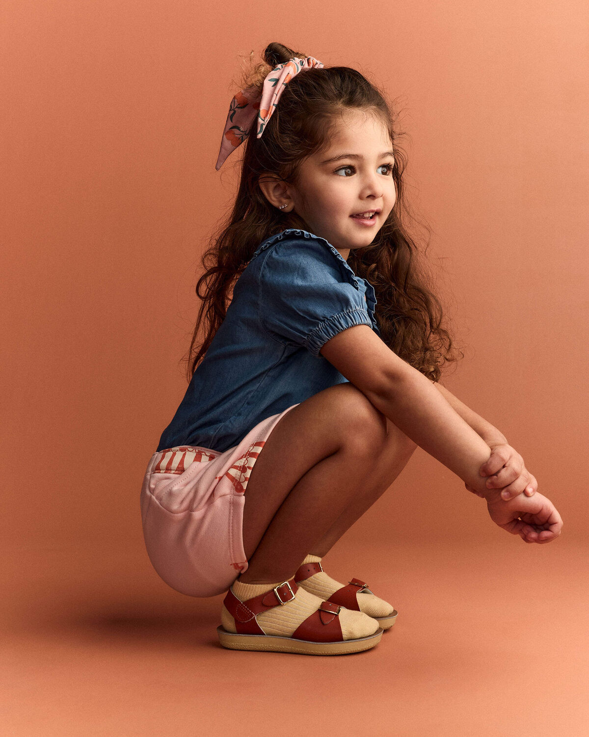 Toddler Girl Peter Pan Collar Top in Chambray - Image 5