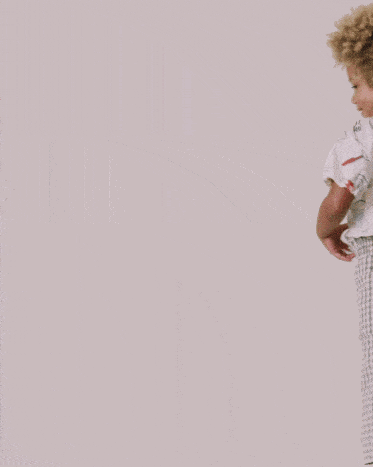 Toddler Girl Scalloped Collar Top in Baking Print - Cream