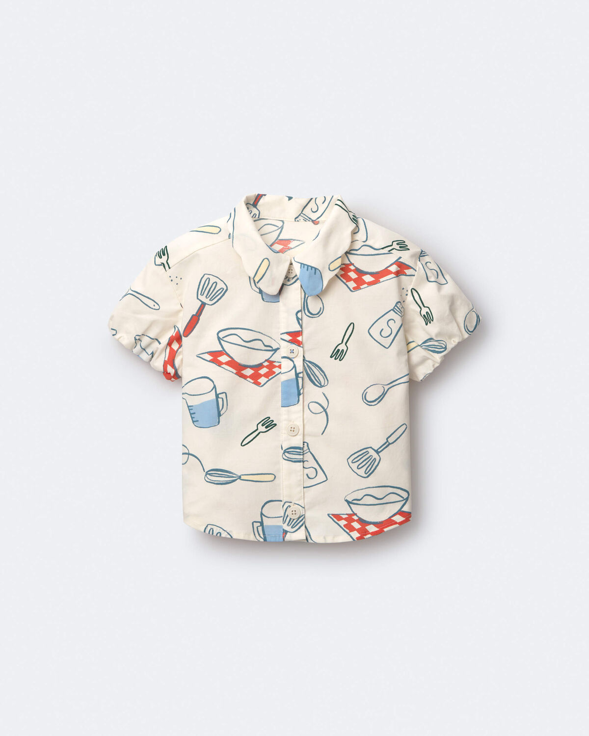 Toddler Girl Scalloped Collar Top in Baking Print - Cream - Image 2