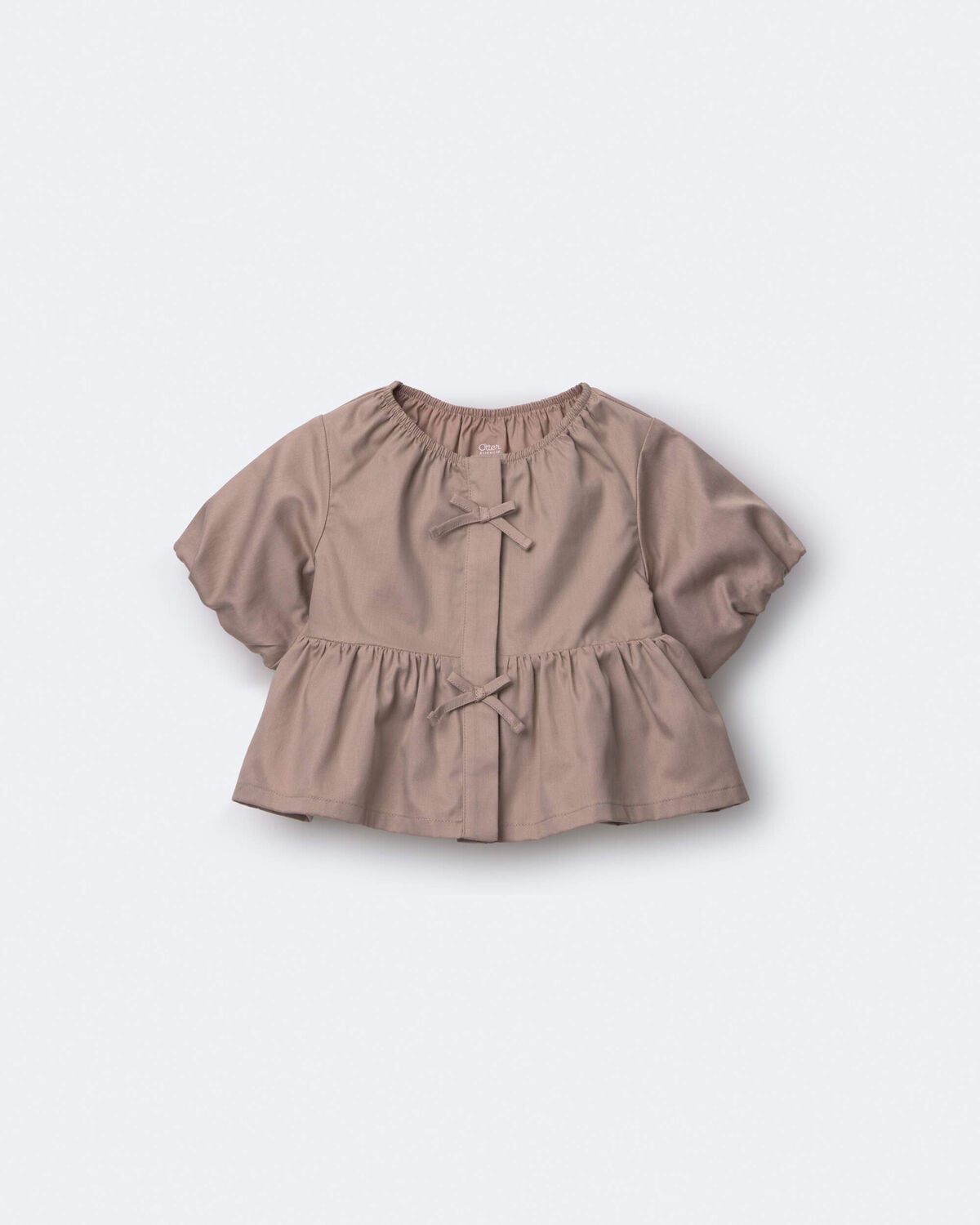 Toddler Girl Puff-Sleeve Peplum Top - Mauve - Image 2