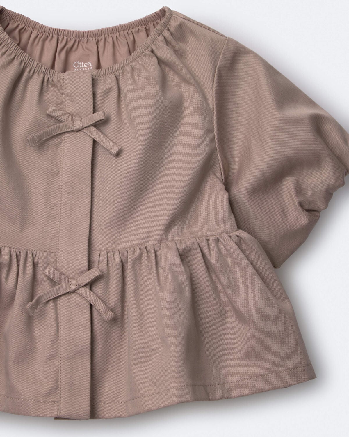Toddler Girl Puff-Sleeve Peplum Top - Mauve - Image 6