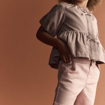 Toddler Girl Puff-Sleeve Peplum Top - Mauve