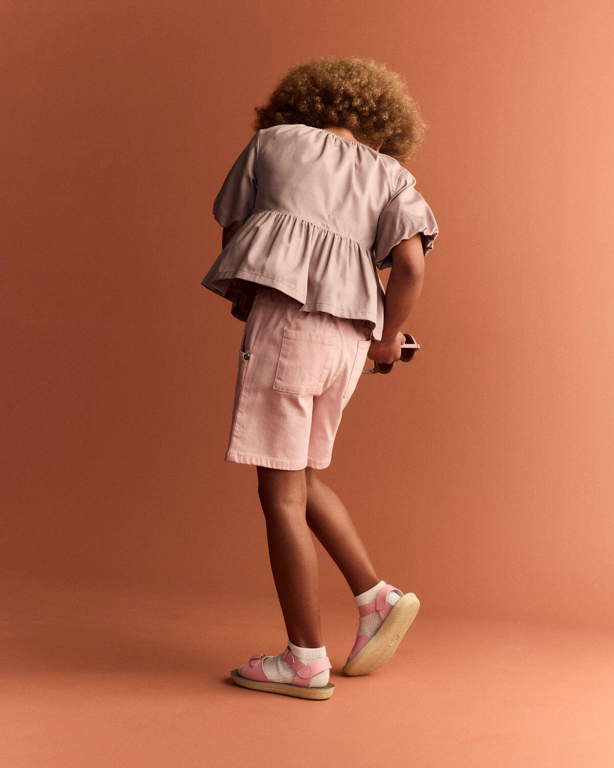 Toddler Girl Puff-Sleeve Peplum Top - Mauve - Image 5