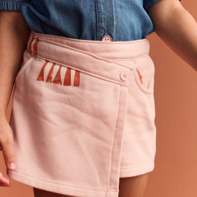 Toddler Girl Asymmetrical Skort in Big Top Print - Light Pink