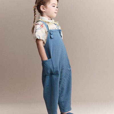 Toddler Girl Knot-Tie Overall - Teal
