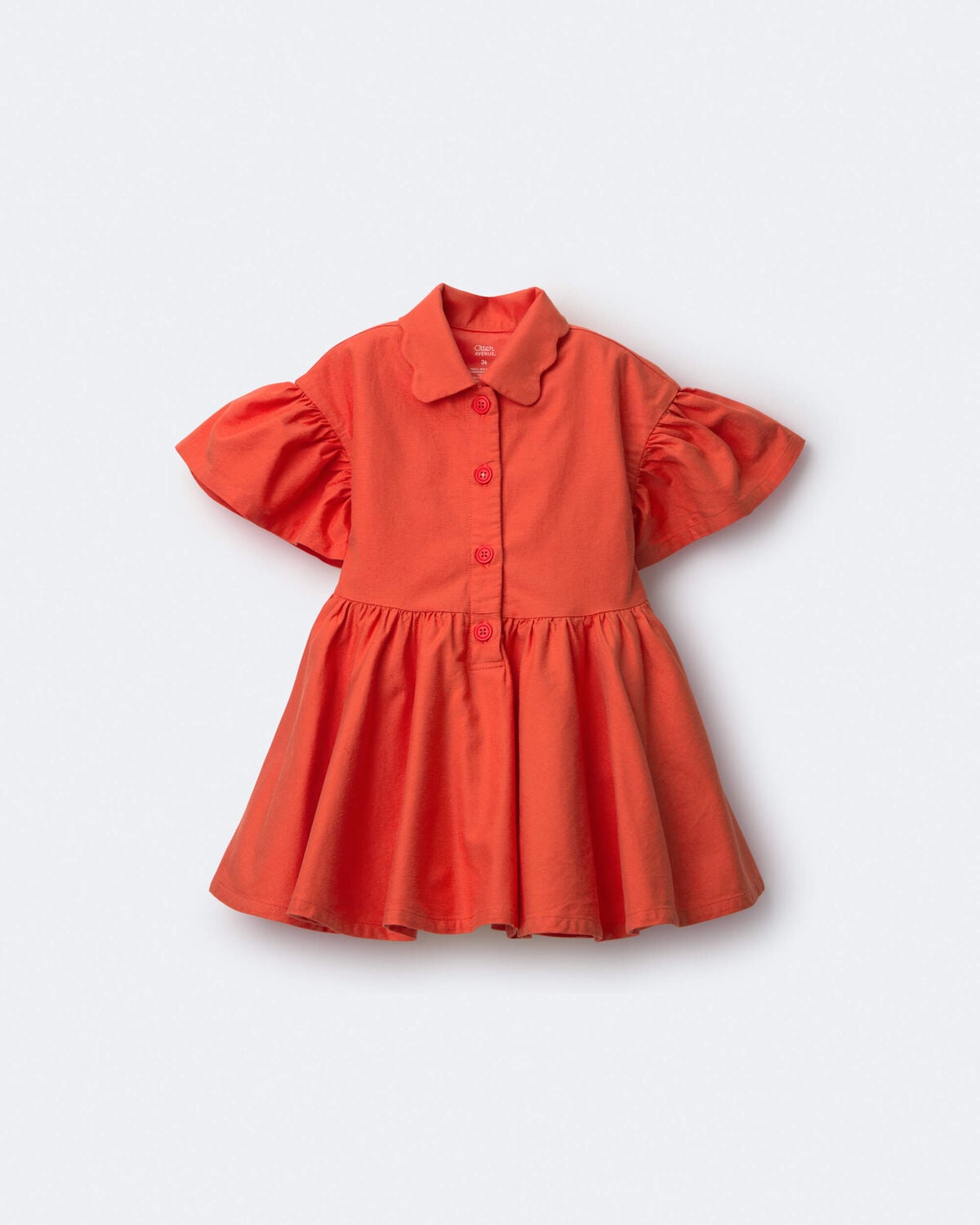 Toddler Girl Ruffle Collar Flowy Dress - Orange - Image 2