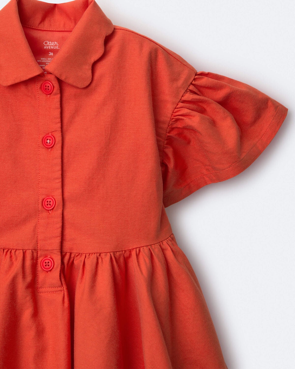 Toddler Girl Ruffle Collar Flowy Dress - Orange - Image 3