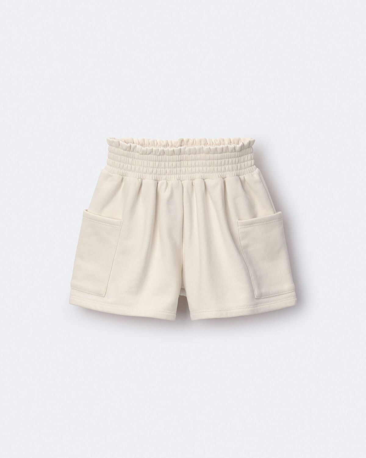 Toddler Girl Fleece Swing Shorts with Pockets - Cream - Image 2