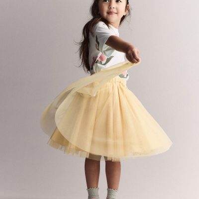 Toddler Girl Avenue Twirl™ Midi Skirt with Tulle - Yellow