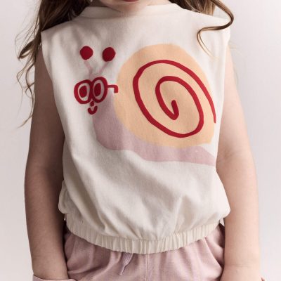 Toddler Girl Snail Elastic Waist Tank - Cream