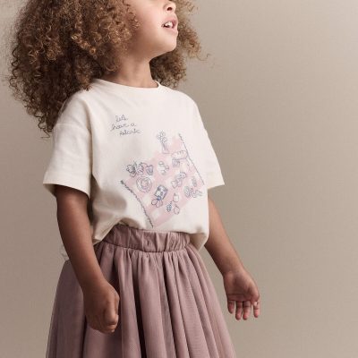 Toddler Girl 'Let's Have A Picnic' Relaxed Graphic Tee - Cream