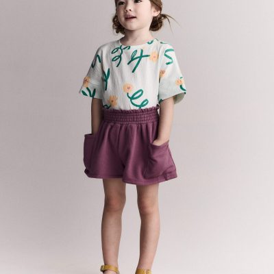 Toddler Girl High-Low Dolman Tee in Floral Print - Light Green