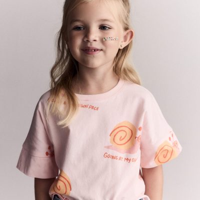 Toddler Girl 'My Own Pace' Snail High-Low Dolman Tee - Light Pink