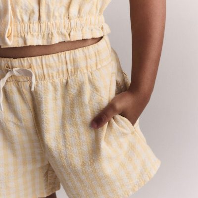 Toddler Girl Gingham Peplum Shorts - Yellow