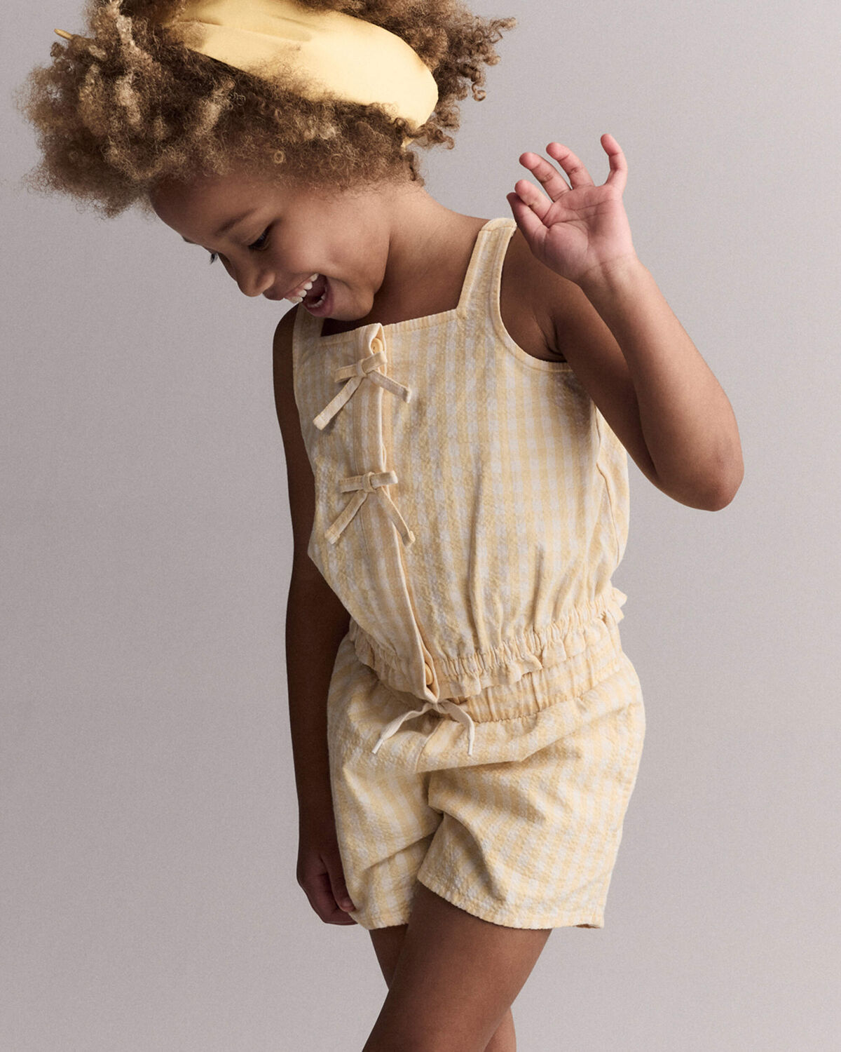 Toddler Girl Gingham Peplum Shorts - Yellow - Image 4