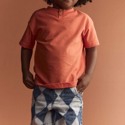 Toddler Boy Button-Front Tee - Orange
