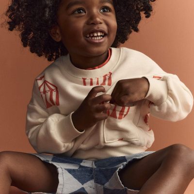 Toddler Otter Sweatshirt™ with Pockets in Big Top Print - Cream