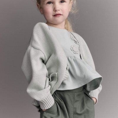 Toddler Girl Cardigan with Avenue Pockets - Light Blue